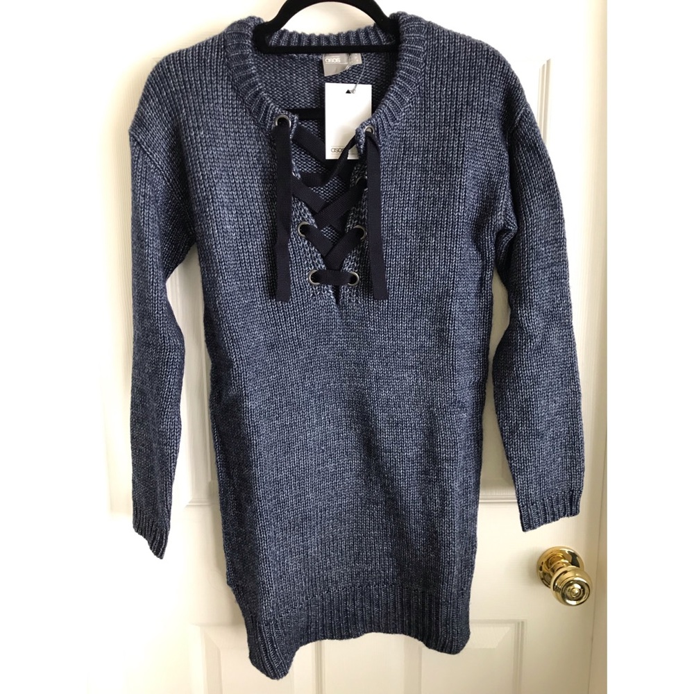 NWT ASOS Lace Up Sweater Dress